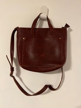 Portland Leather mini tote with zippered top